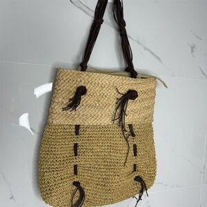 Unbrranded Women's Large Handmade Straw Tote Shoulder Bag Natural Woven​